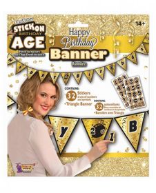 Create Your Own Happy Birthday Banner Gold Black