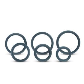 Boners 6 Piece Cock Ring Set Different Sizes Gray