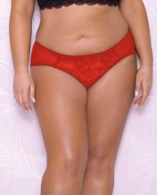 Scallop Lace, Mesh Hipster Panty Red (size: 2X)